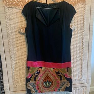 Guess by Marciano Black Mini Dress with Pink and Multicolor Paisley